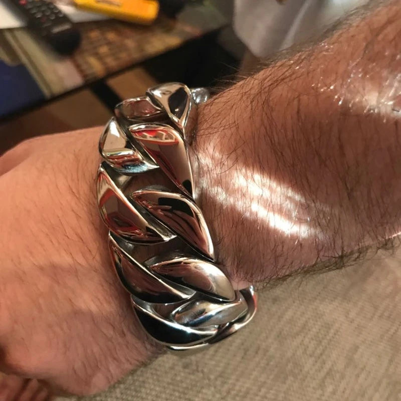 Silver Tone Cuban Curb Bracelet - Jeglowstore