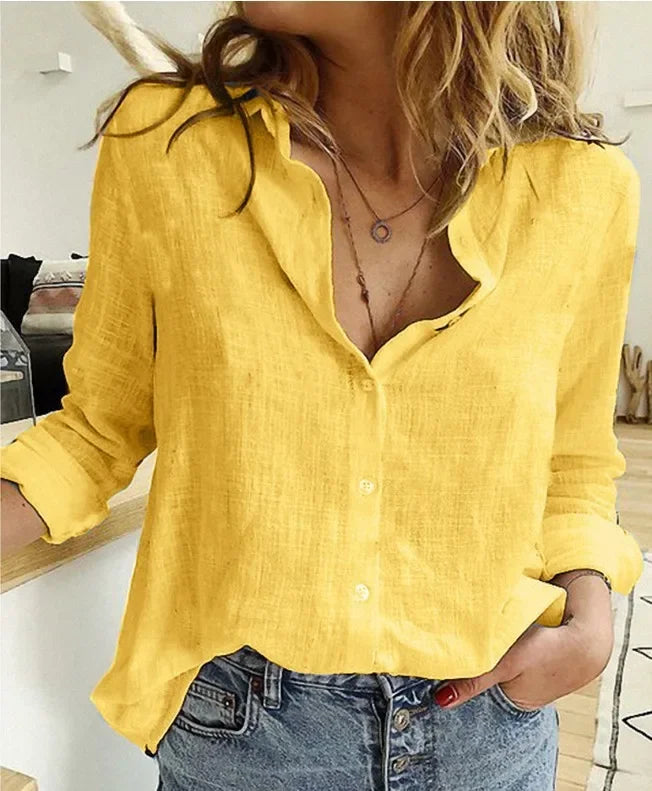 Women’s Spring Autumn Linen Shirt - Jeglowstore