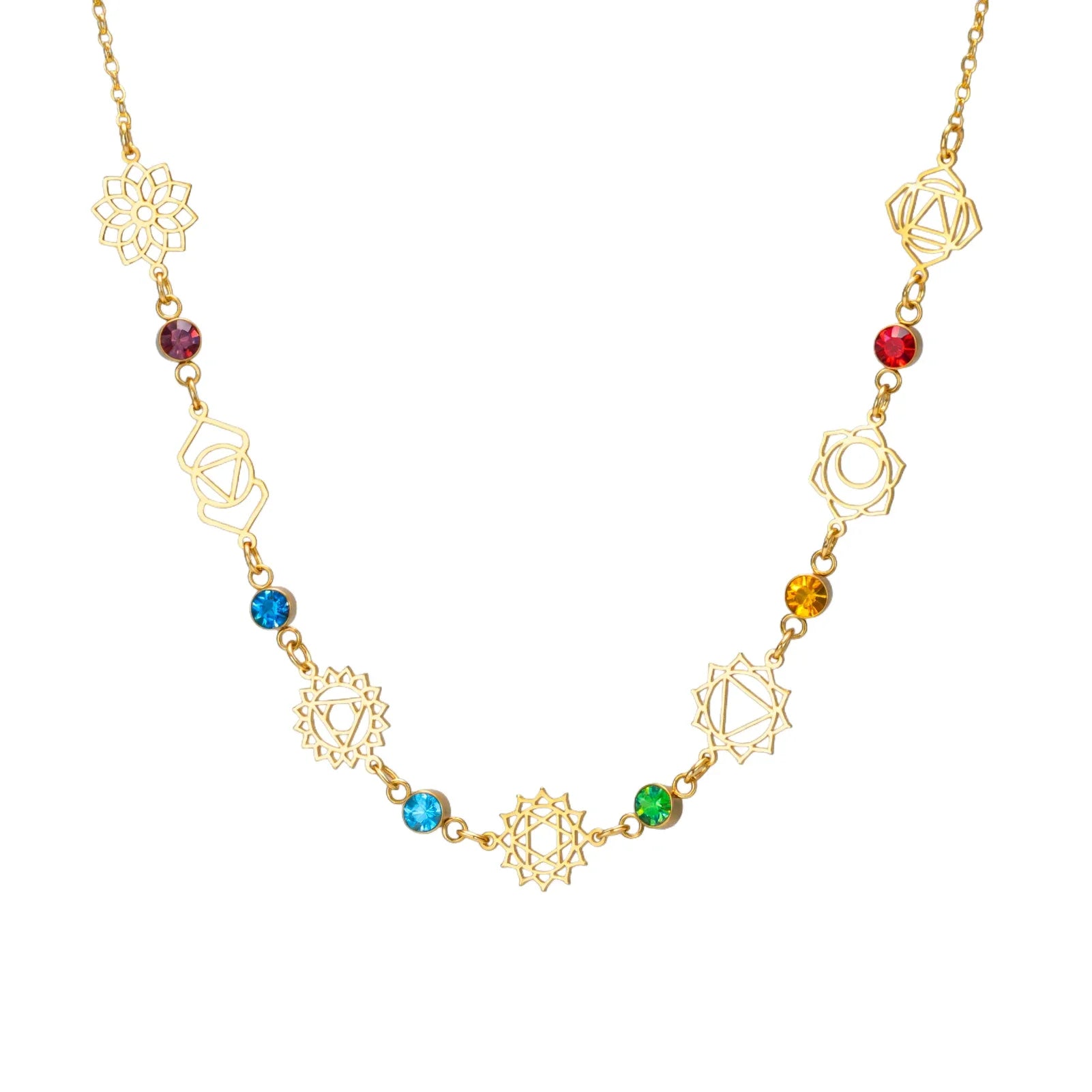 Gold Stainless Steel Chakra Meditation Necklace - Jeglowstore