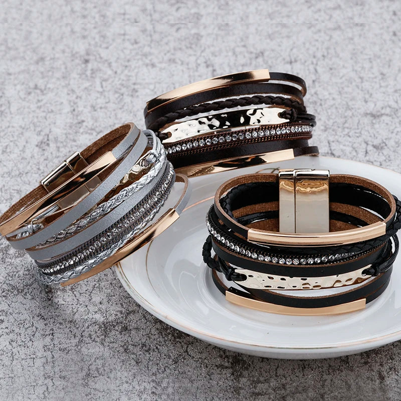 Boho Punk Braided Leather Bracelet - Jeglowstore