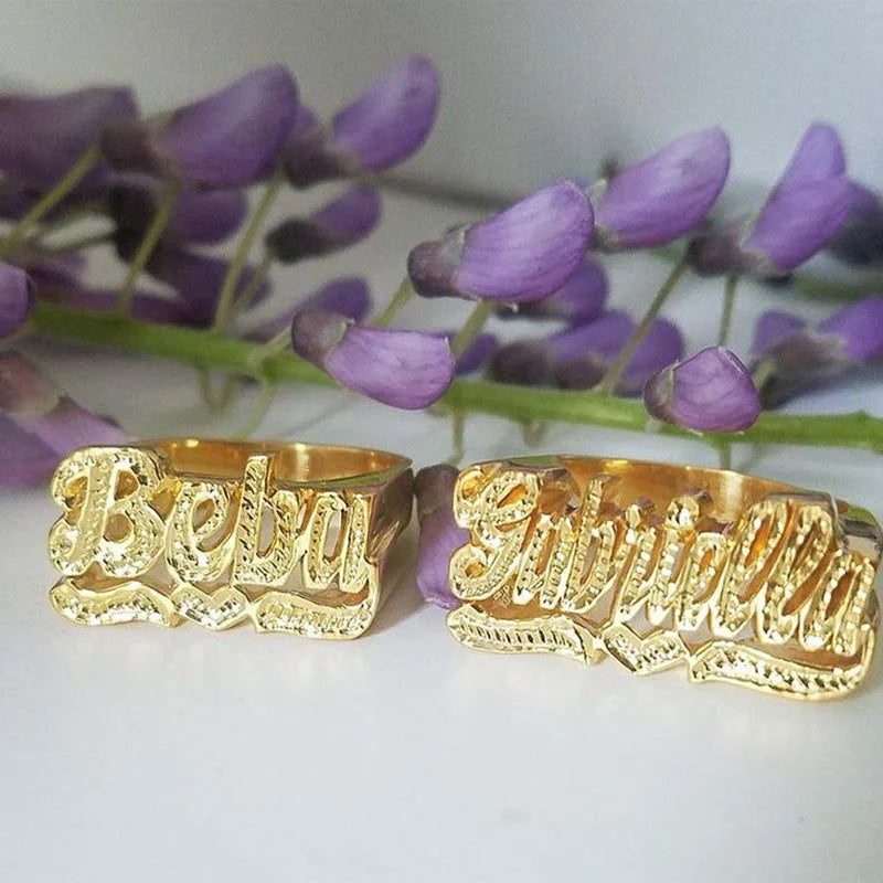Personalized 18K Gold-Plated Name Ring - Jeglowstore