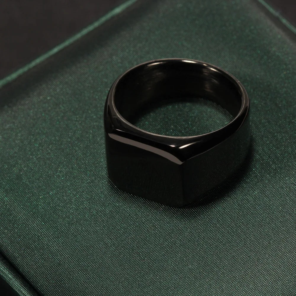 Men’s Square Stainless Steel Signet Ring - Jeglowstore