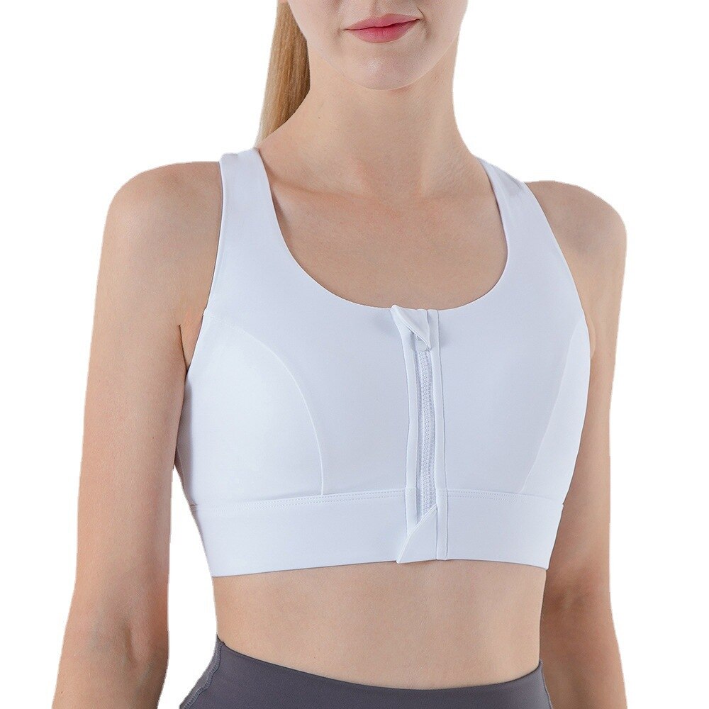 XlwsbcrWomen Yoga Bras Tights Crop Top Sports Vest Front Zipper Plus Shockproof Gym Fitness Athletic Brassiere