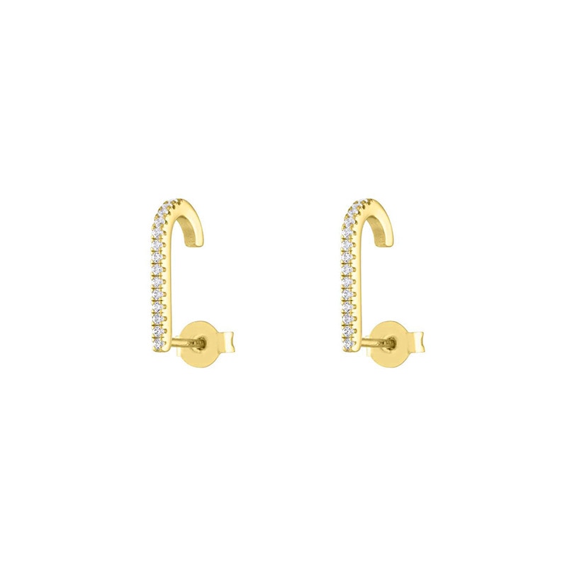 SIPENGJEL Fashion Single Row Crystal Zircon Geometric Stud Earrings for Women Ear Hook Clip Earrings Statement Piercing Jewelry