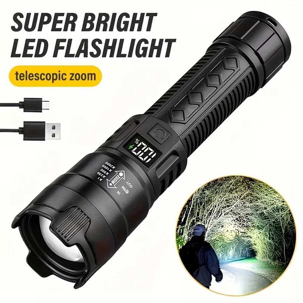 2000LM Ultra Bright P50 LED Flashlight Tactical EDC Emergency Spotlight Telescopic ZoomHandheld Torch w/ 14500/18650 Battery