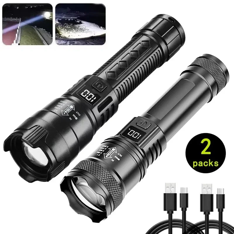 2000LM Ultra Bright P50 LED Flashlight Tactical EDC Emergency Spotlight Telescopic ZoomHandheld Torch w/ 14500/18650 Battery