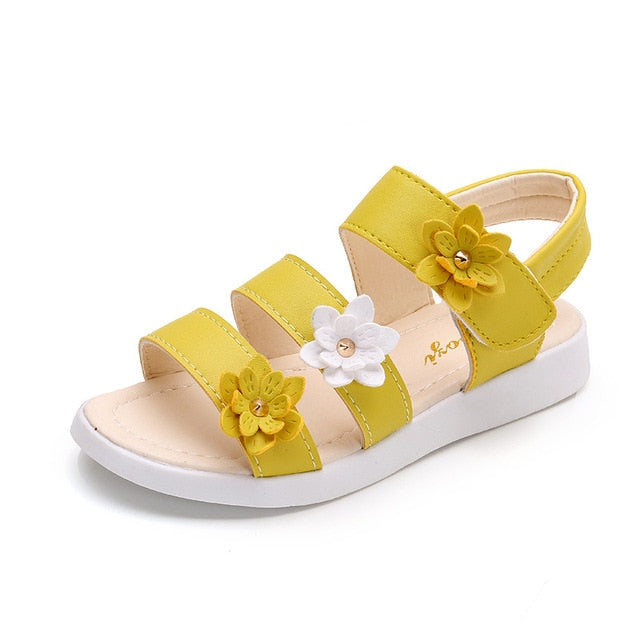 Girls Sandals Gladiator Flowers Sweet Soft Children Beach Shoes Kids Summer Floral Sandals Princess Fashion Cute High Quality - Jeglowstore