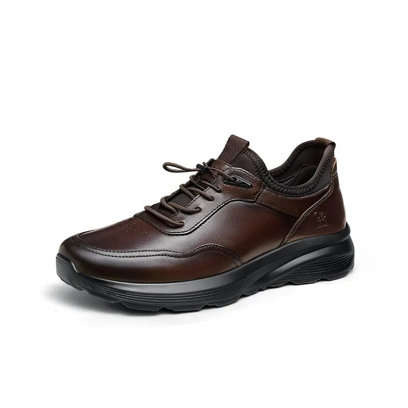 Golden Camel Men's Shoes Winter Velvet Warm Business Casual Sports Leather Shoes Soft Sole Shock Absorption Non-slip Sneakers - Jeglowstore
