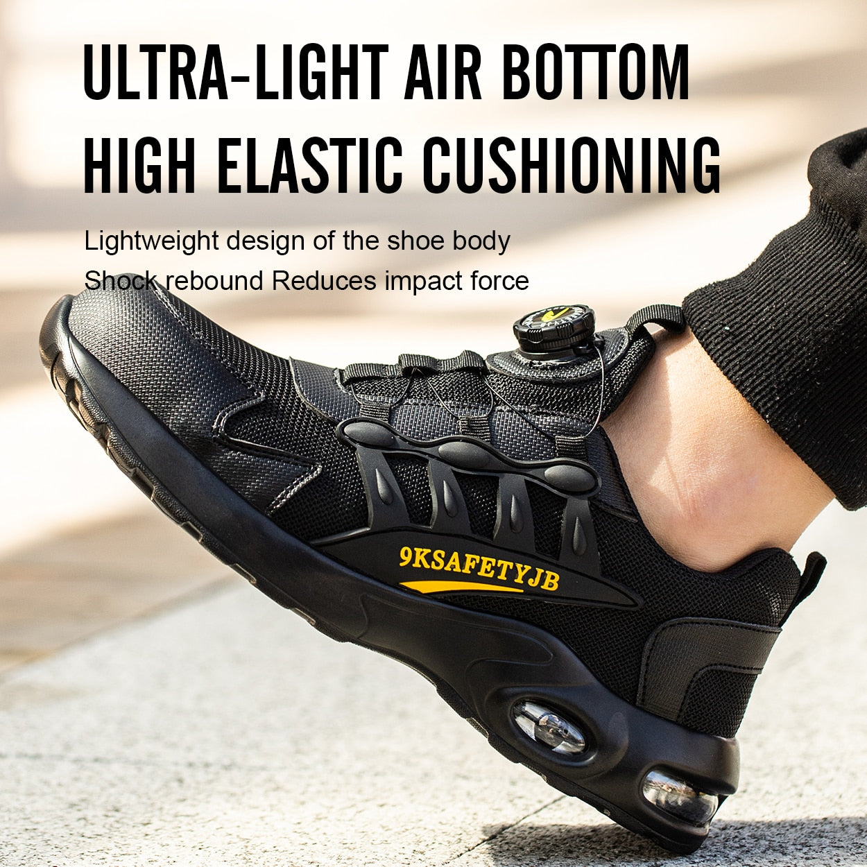 Quality Safety Shoes Men Rotary Buckle Work Shoes Air Cushion Indestructible Sneakers Puncture-Proof security Boots Protective
