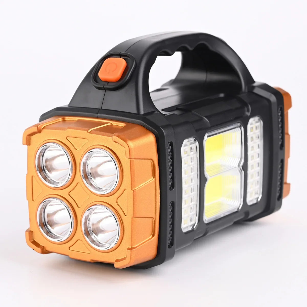 2024 Powerful LED Flashlight USB+Solar Rechargeable Flashlight COB Outdoor Camping Torch Portable Searchlight Power Bank Outdoor - Jeglowstore