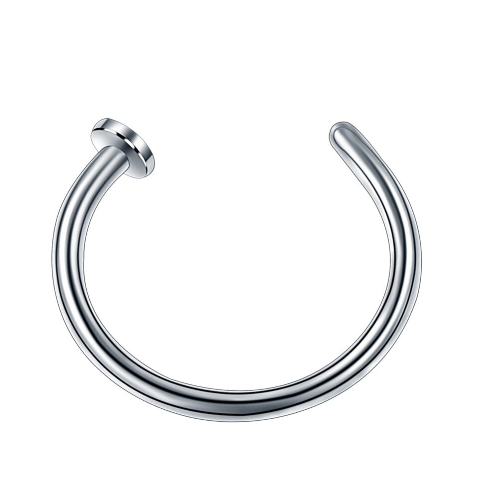 1PC G23 Titanium Nose Rings D Shape Nose Hoop Stud Ear Cartilage Piercing Nose Nostril Piercing Nariz Body Jewelry Piercings