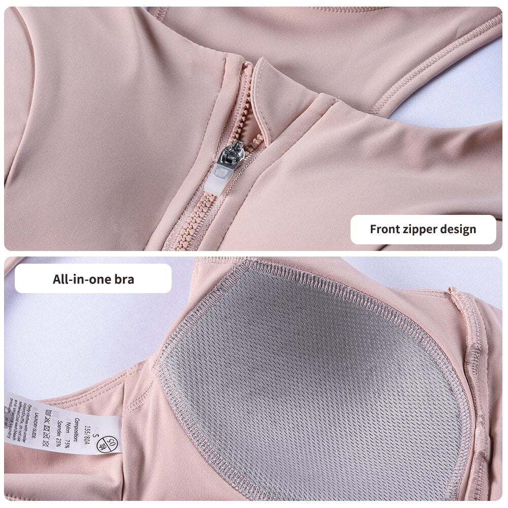 XlwsbcrWomen Yoga Bras Tights Crop Top Sports Vest Front Zipper Plus Shockproof Gym Fitness Athletic Brassiere