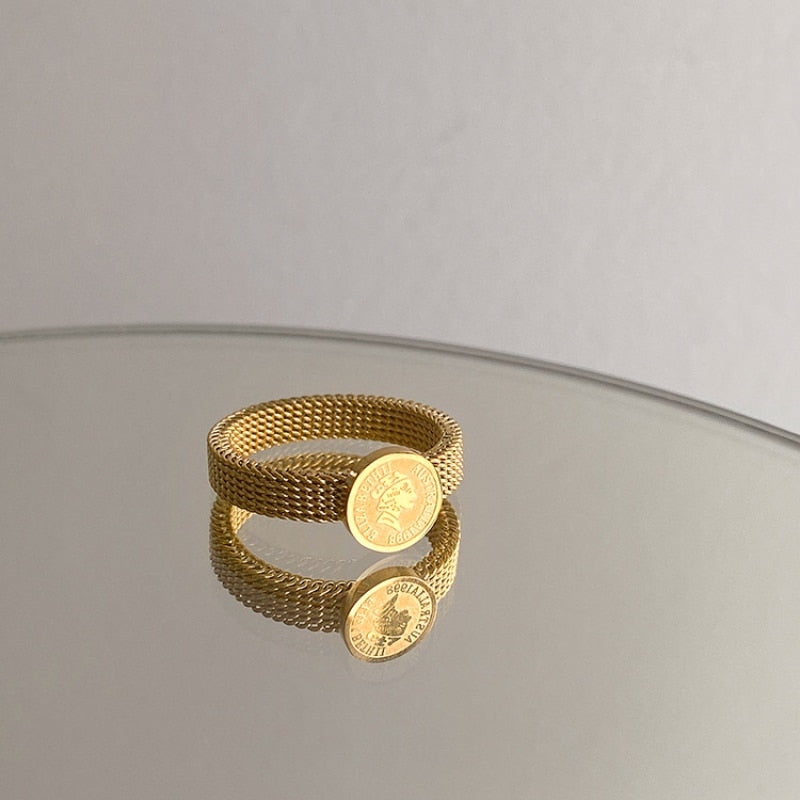 2023 Plated Trendy Light Luxury Adjustable Ring Women's Niche Design Word Fashion Personality Index Finger Ring Jewelry