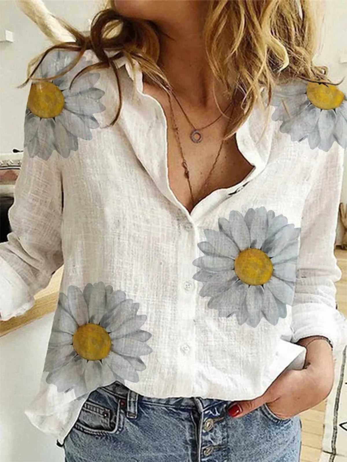 Women’s Spring Autumn Linen Shirt - Jeglowstore