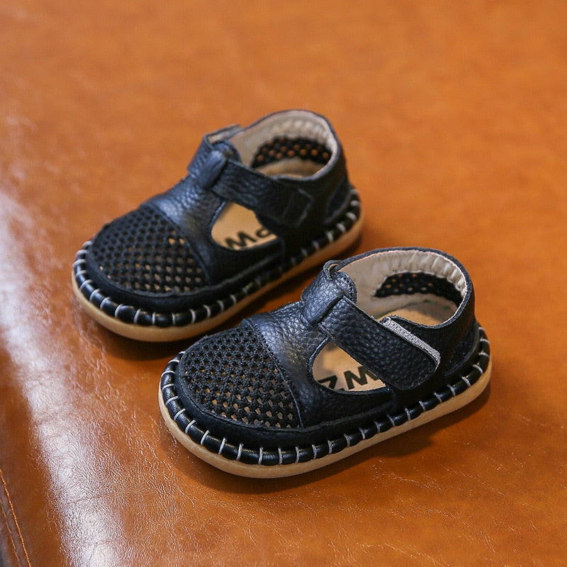 Baby Girls Boys Summer Sandals Infant Anti-collision Toddler Shoes Soft Bottom Genuine Leather Kids Children Beach Sandals
