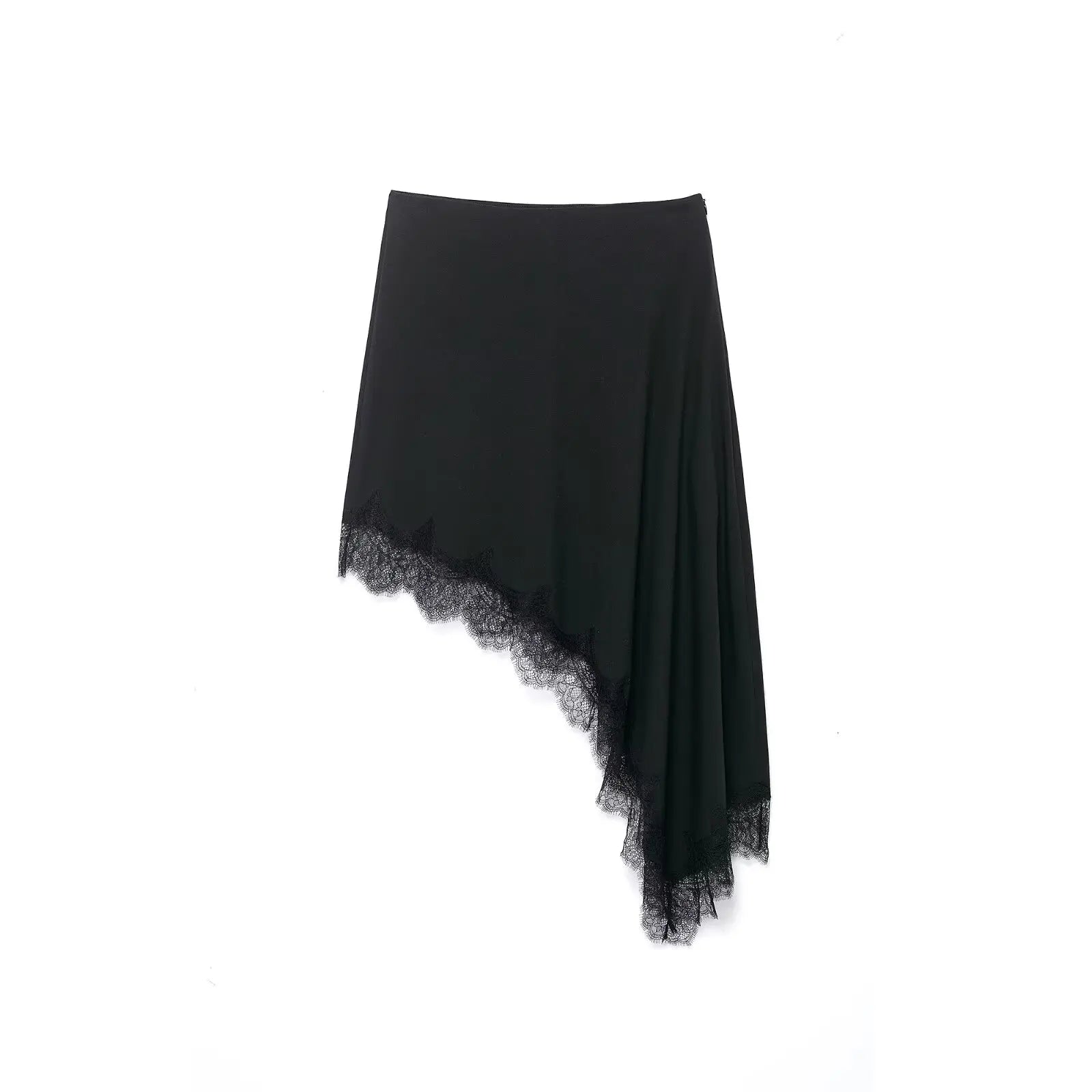 BSAY Asymmetric Lace Satin High Waist Skirt - Jeglowstore