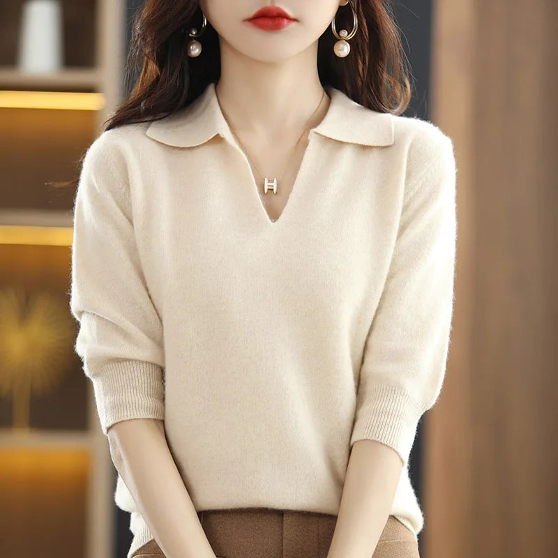 Women’s Solid Merino Knit T shirt - Jeglowstore