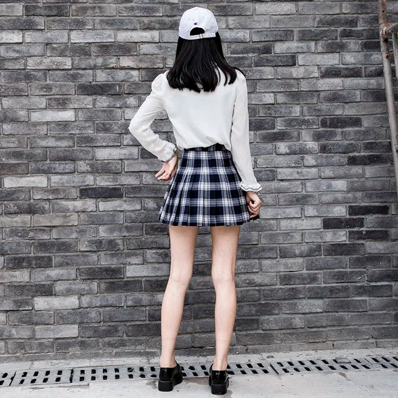 Plaid High Waist Pleated Mini Skirt