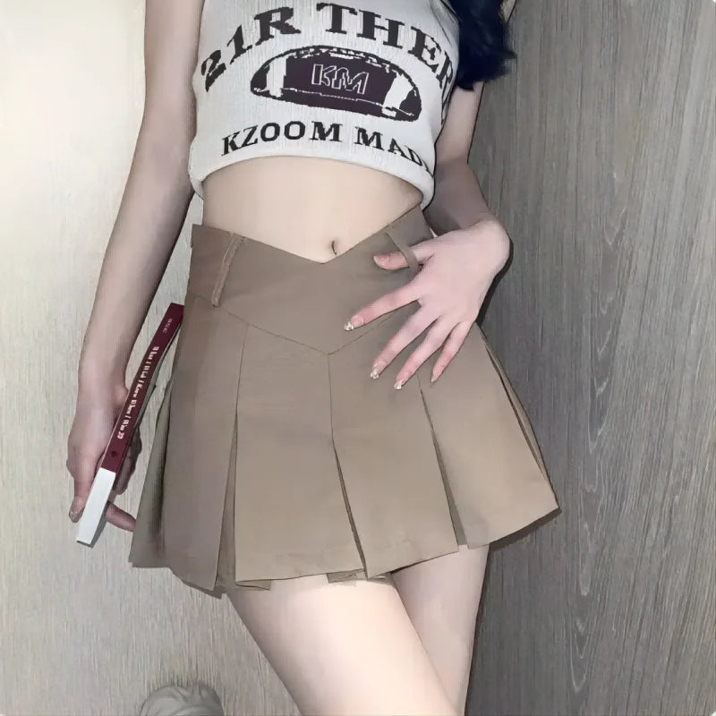 High Waist Pleated Mini Skirt