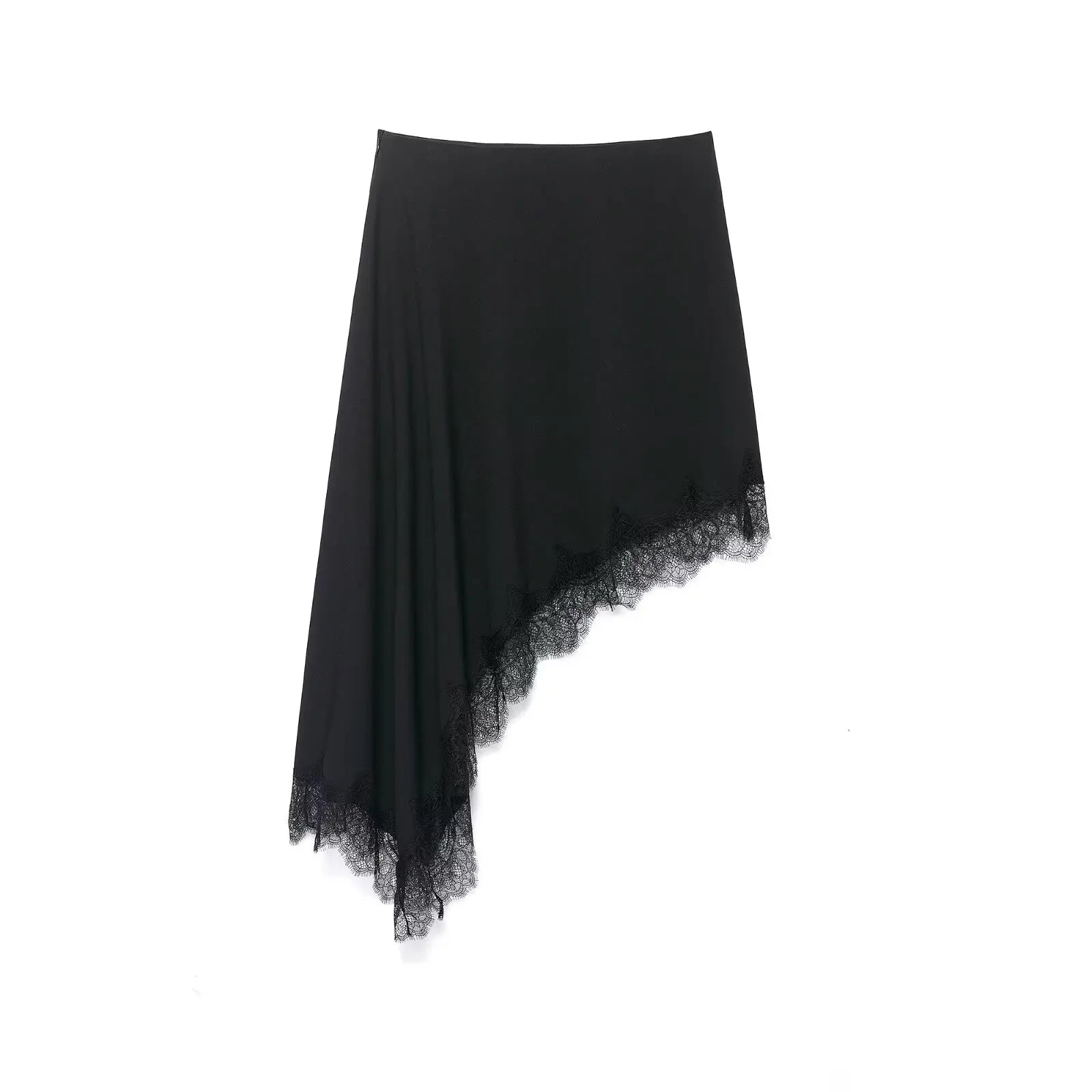 BSAY Asymmetric Lace Satin High Waist Skirt - Jeglowstore