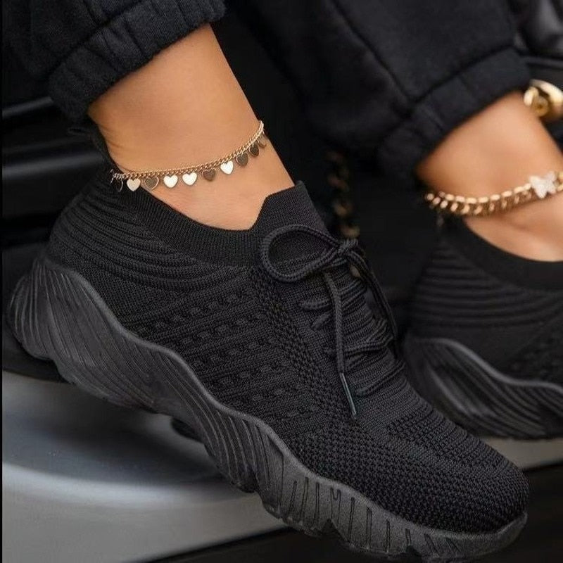 Mesh Breathable Women Casual Sneakers Lace-up Vulcanized - Jeglowstore