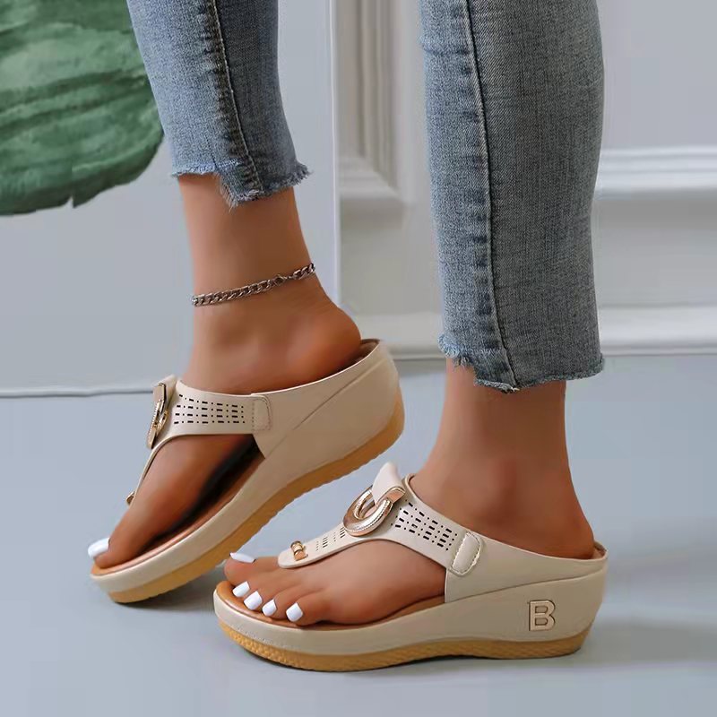 Women New Summer Sandals Open Toe Beach Shoes Flip Flops Wedges Comfortable Slippers Cute Sandals Plu Size 35~43 Chaussure Femme - Jeglowstore