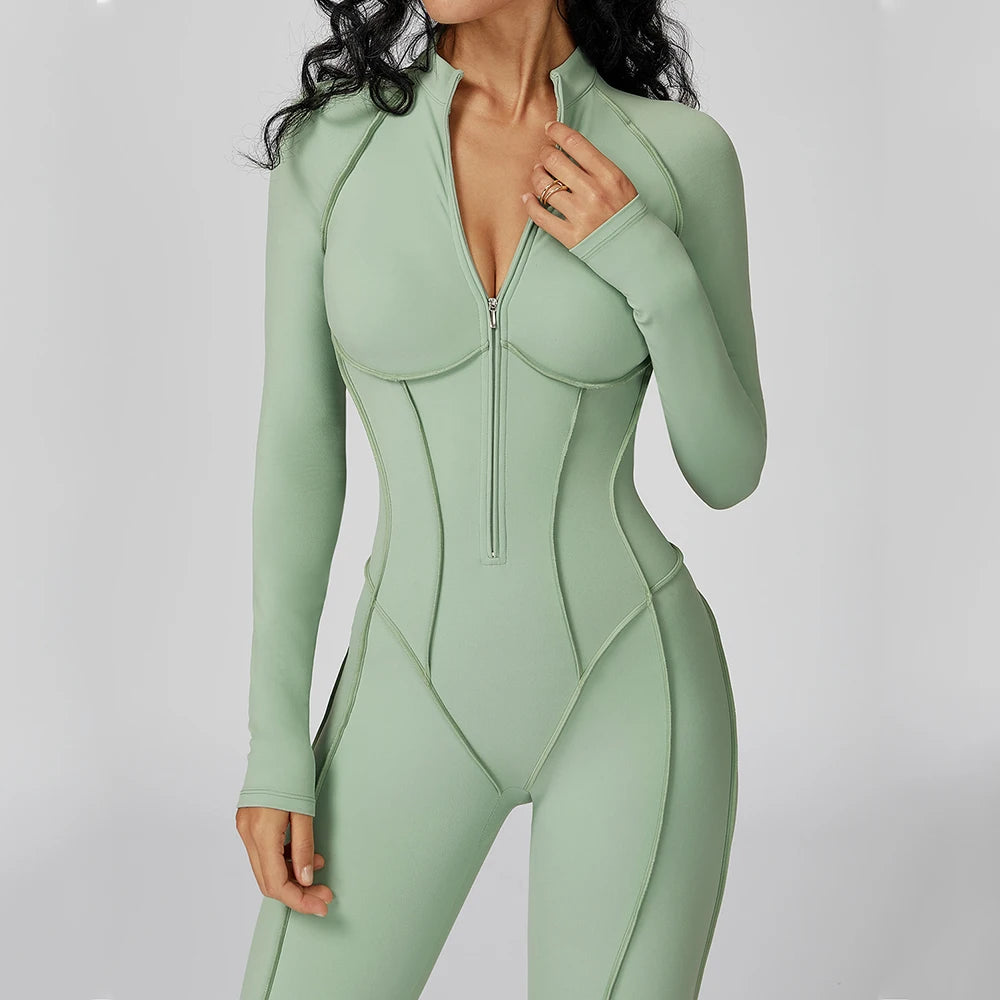 Women’s Long Sleeve Workout Bodysuit High-Intensity Jumpsuit - Jeglowstore