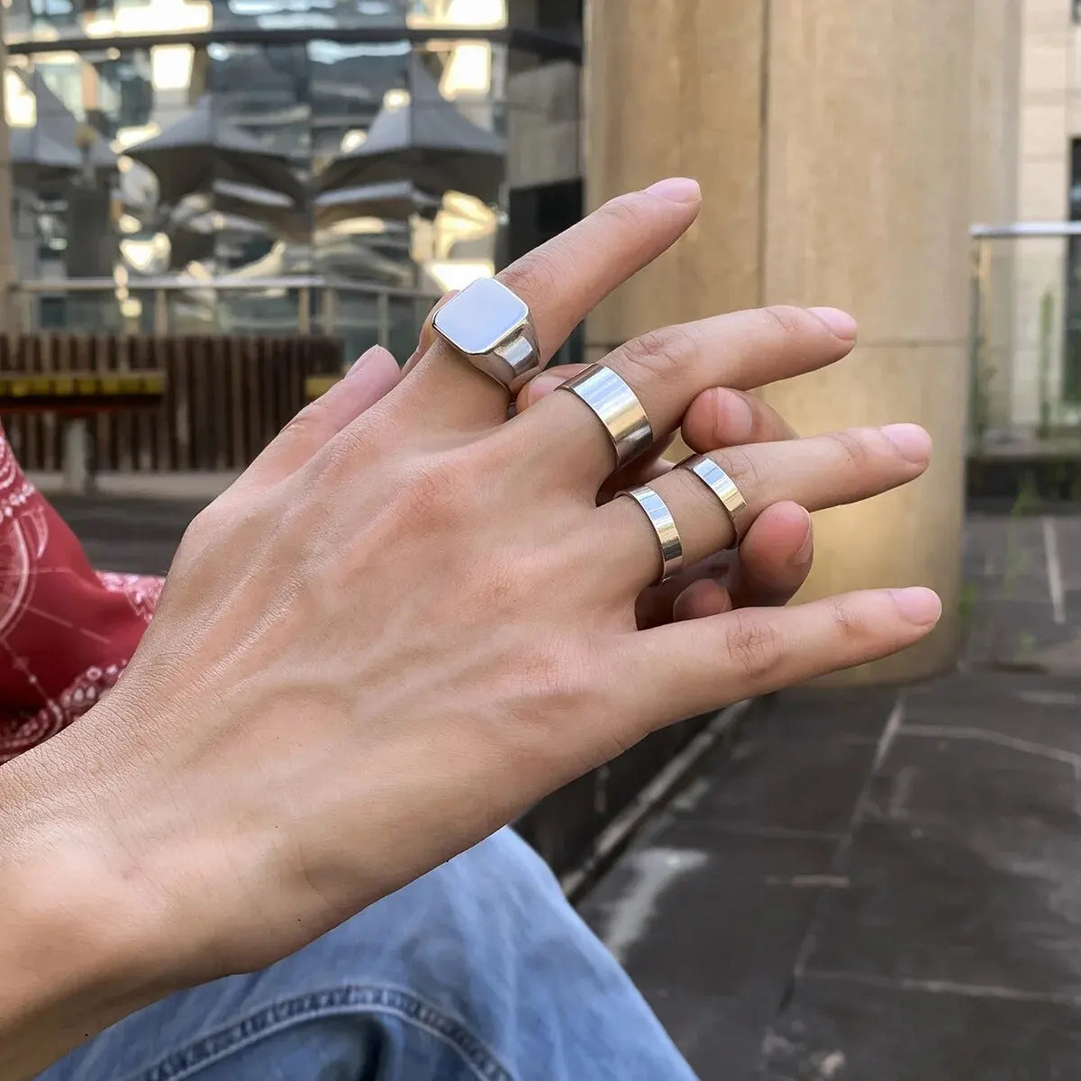 Retro Wide Stainless Steel Rings - Jeglowstore