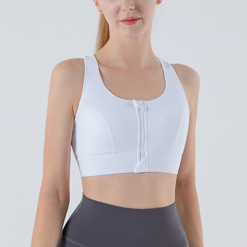 XlwsbcrWomen Yoga Bras Tights Crop Top Sports Vest Front Zipper Plus Shockproof Gym Fitness Athletic Brassiere