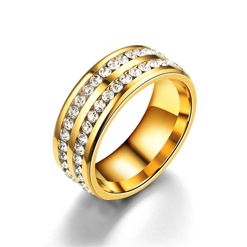 Hip Hop Stainless Steel Ring with Cubic Zirconia - Jeglowstore