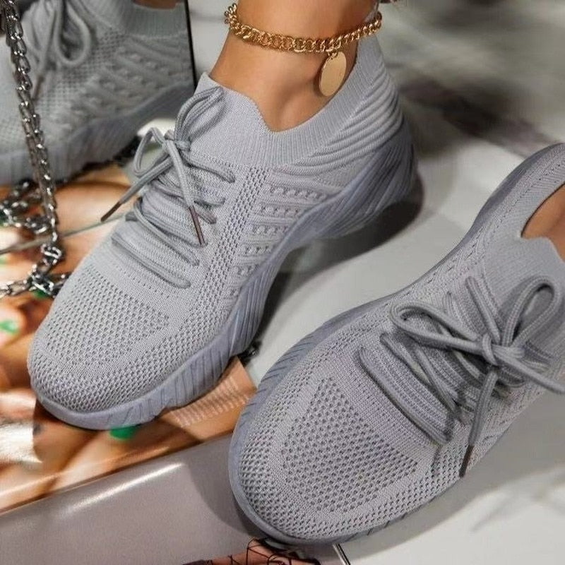 Mesh Breathable Women Casual Sneakers Lace-up Vulcanized - Jeglowstore