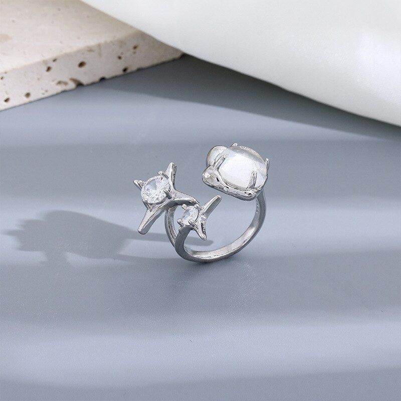 Women's Ring Simple Star Ring Open Mouth Adjustable Awning Send Girlfriend Girlfriends Gift Jewellery Jewellery