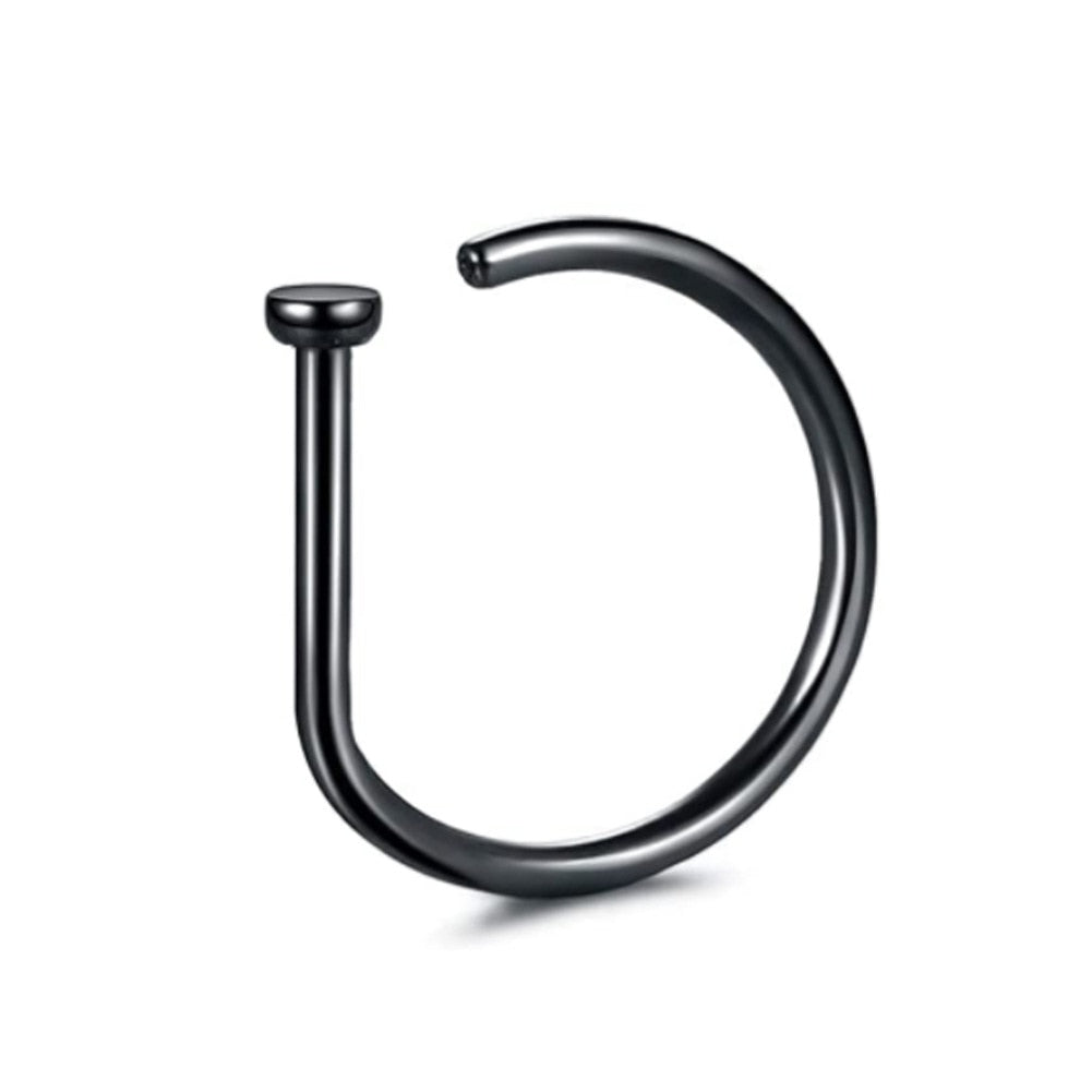 1PC G23 Titanium Nose Rings D Shape Nose Hoop Stud Ear Cartilage Piercing Nose Nostril Piercing Nariz Body Jewelry Piercings