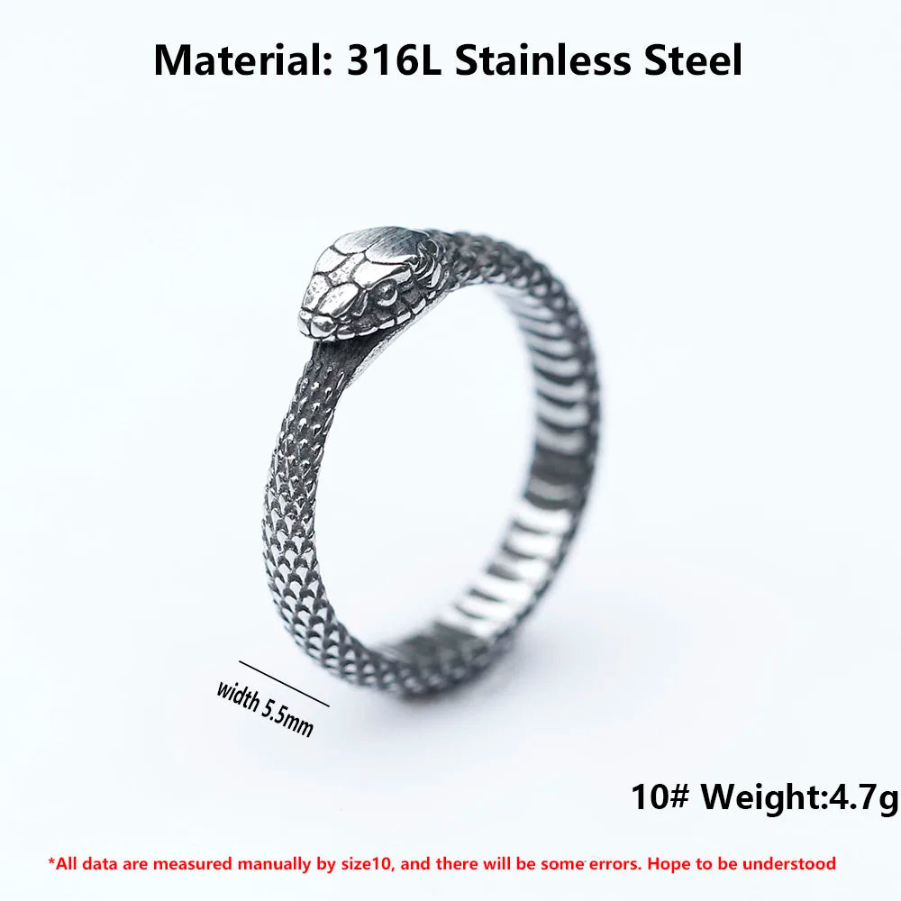 Men’s Viking Snake Head Stainless Steel Ring - Jeglowstore