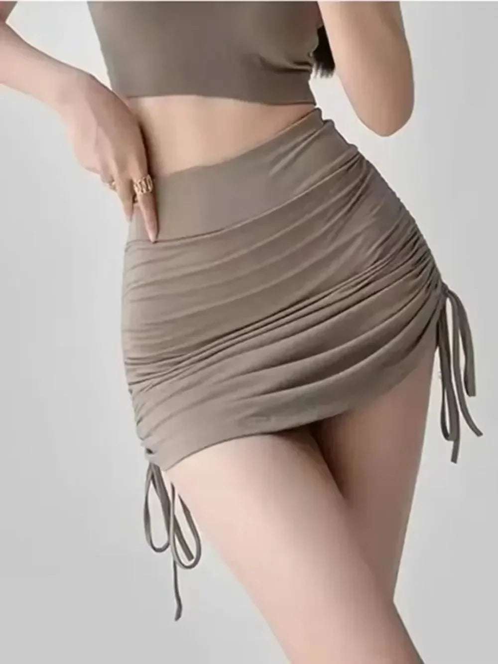 High Waist Drawstring Mini Skirt - Jeglowstore