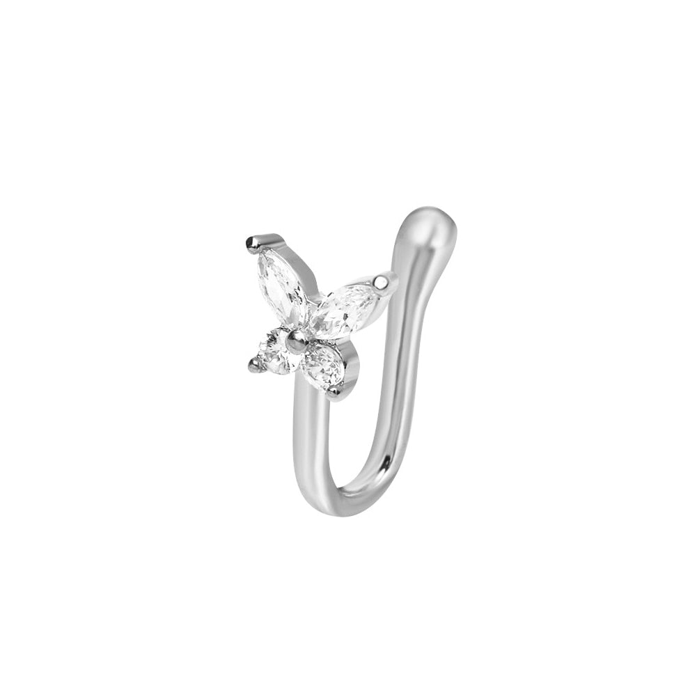 1 Pcs butterfly Non Pierced Without Hole Nose Ring Clip On Nose Hoop Ring Fake Piercings Ear Cuff Tragus Earrings Cartilage