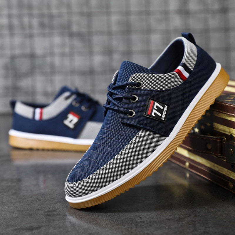 New Men's Canvas Shoes Lightweight Sports Shoes Casual Mesh Breathable Vulcanized Shoes Classic Fashion Lace Up Work Shoes 2023