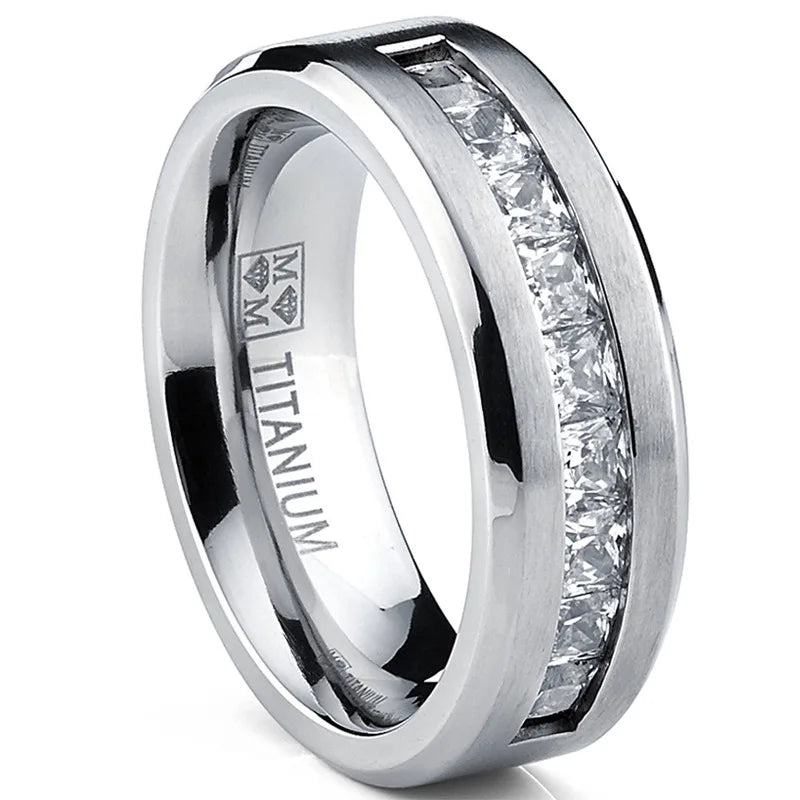 Silver-Plated Square Cubic Zircon Ring for Men - Jeglowstore