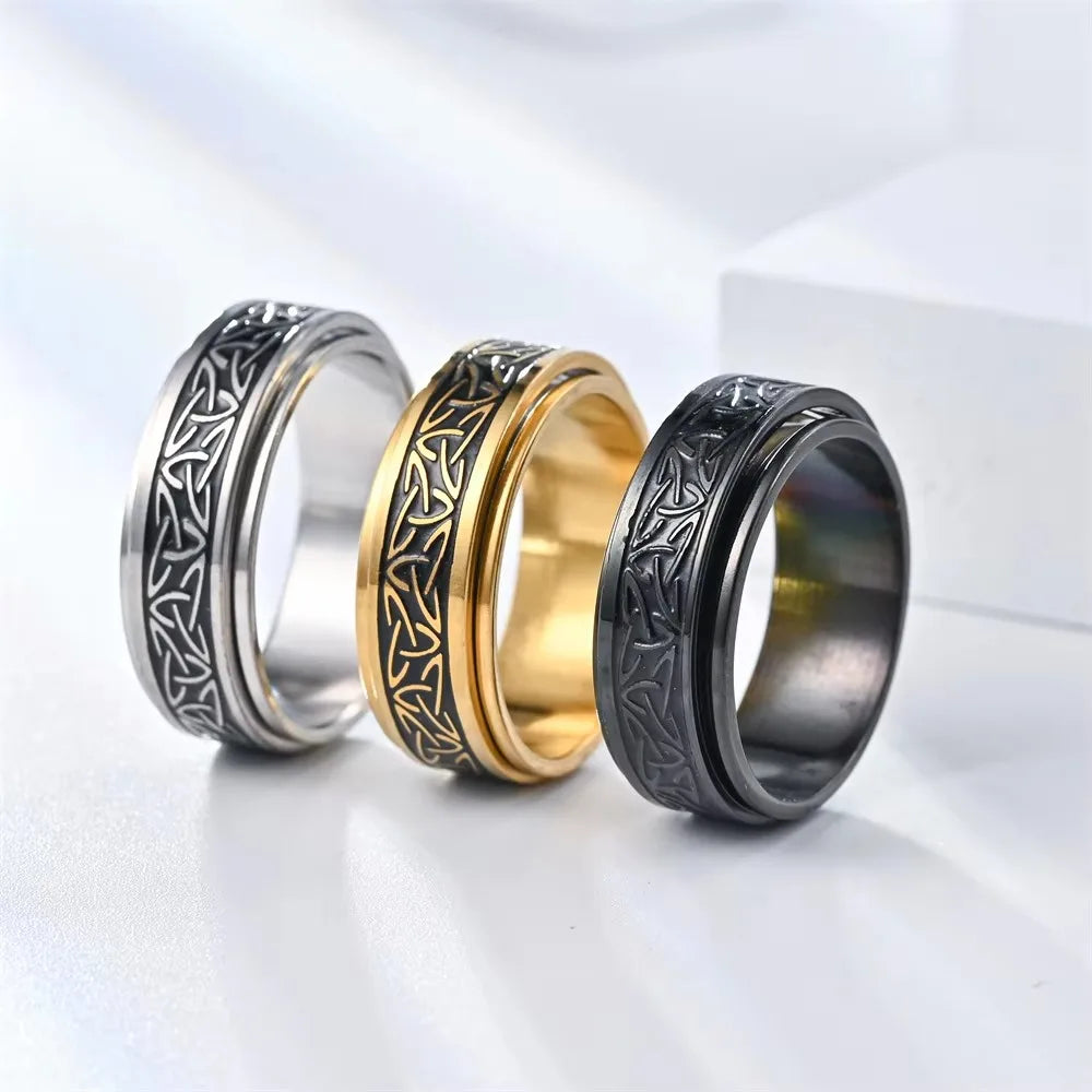 Viking Celtic Rune Rotating Stainless Steel Ring - Jeglowstore
