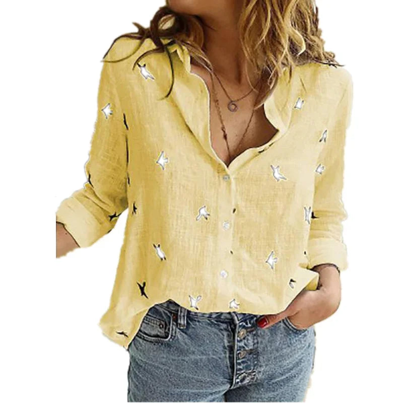 Women’s Spring Autumn Linen Shirt - Jeglowstore
