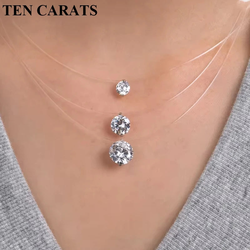 Sparkling Moissanite Silver Necklace - Jeglowstore