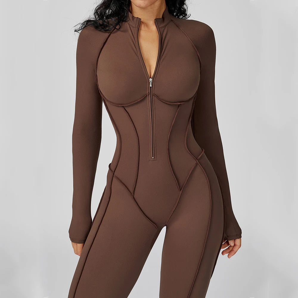 Women’s Long Sleeve Workout Bodysuit High-Intensity Jumpsuit - Jeglowstore