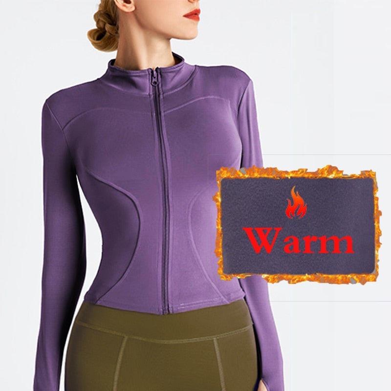 Aiithuug Women's Slim Fit Lightweight Jackets Women's Full Zip-up Yoga Sports Running Jacket with Thumb Holes for Workout