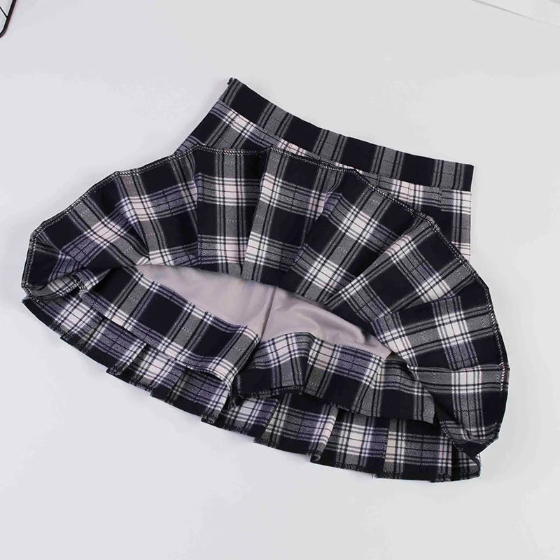 Plaid High Waist Pleated Skirt - Jeglowstore