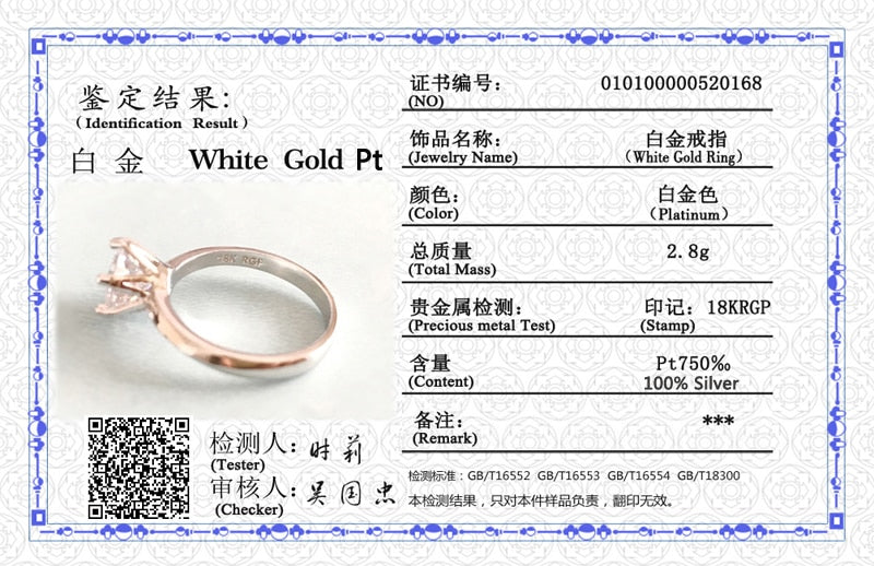 With Credentials Never Fade 18K White Gold Color Ring Round 2.0ct Zircon Diamant Wedding Band Accessories Women Classic Jewelry - Jeglowstore