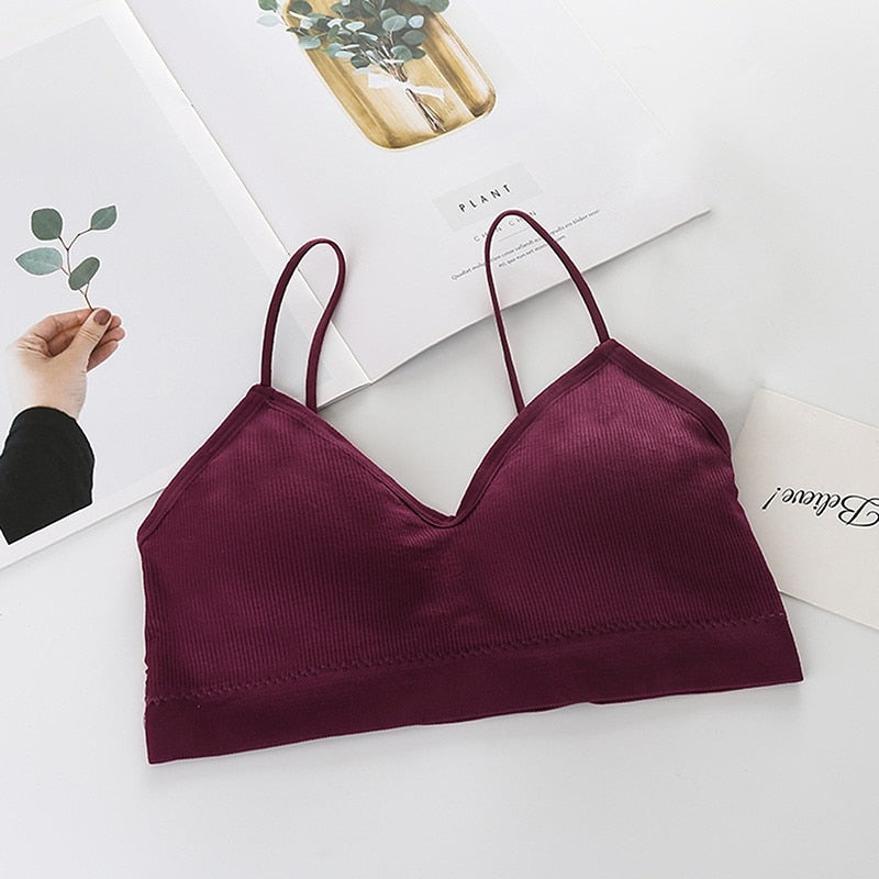 Women Sexy Crop Tops Sports Bra Female Tube Tops Sleeveless Camis Seamless Lingerie Tee Bra Bandeau Crop Top Tanks