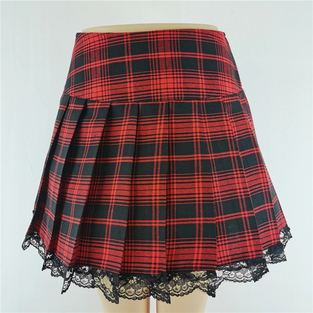 Gothic Lace Ruffle Mini Skirt - Jeglowstore