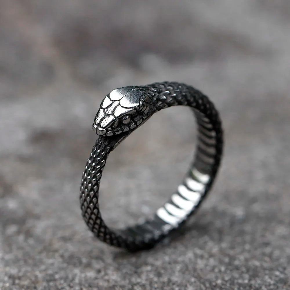 Men’s Viking Snake Head Stainless Steel Ring - Jeglowstore