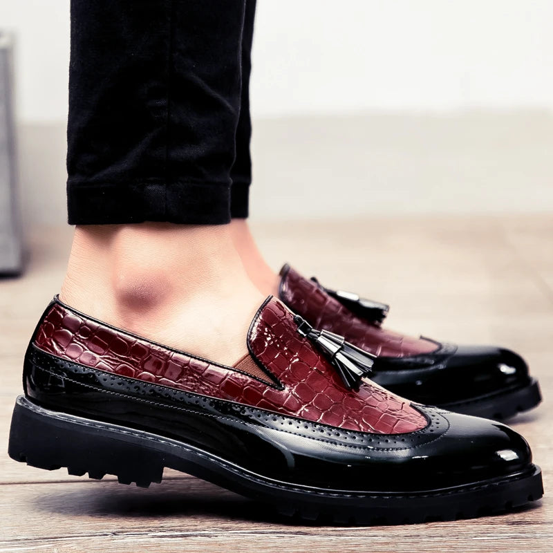 Men’s Business Casual Croc Print Shoes - Jeglowstore