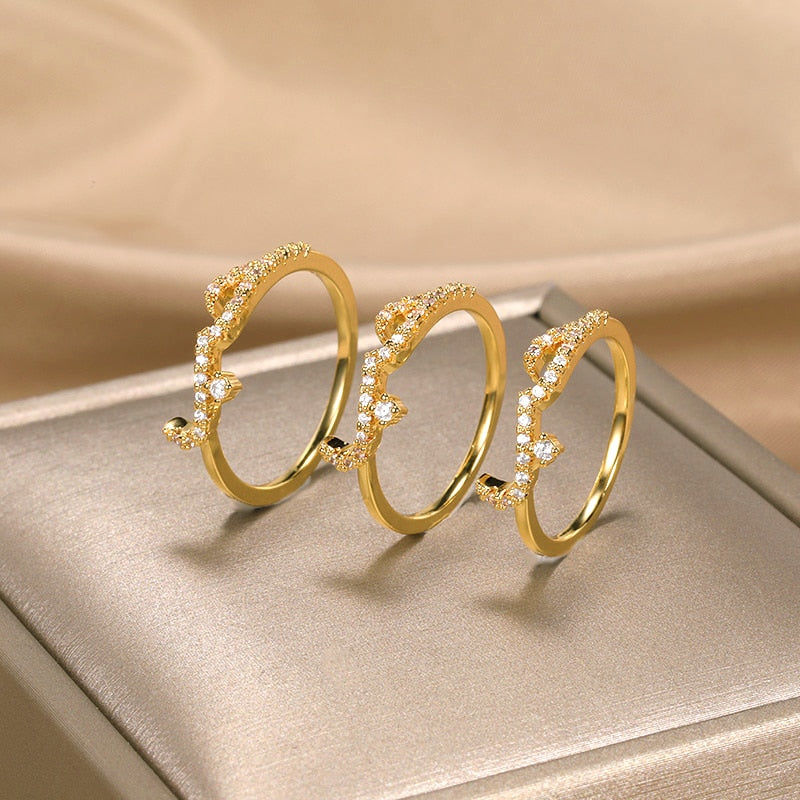Fashion Classic Minimalism Stainless Steel Zircon Arabic Love Ring For Women Romantic Crystal Charm Jewelry Couple Wedding Gifts